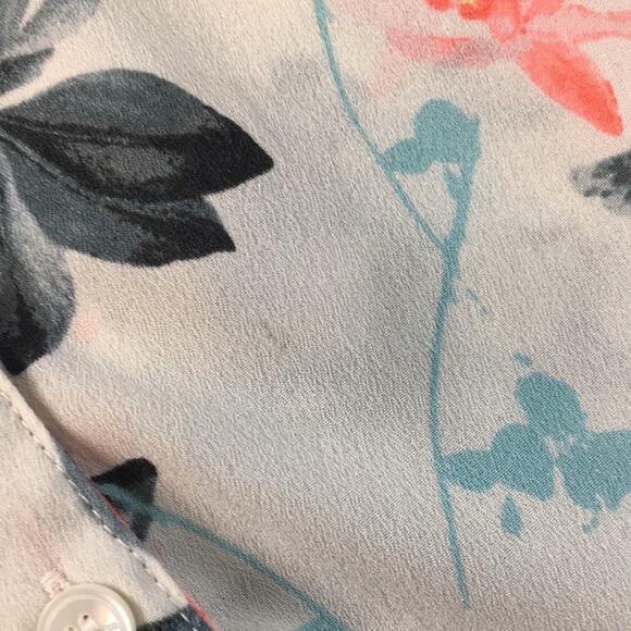 Talbots  Off White Coral Green Nantucket Floral Top Large - Picture 7 of 7